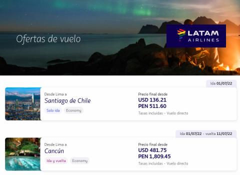 Ofertas de Viajes y ocio en Chiclayo | Oferats Destacadas de Latam Airlines | 13/6/2022 - 11/7/2022