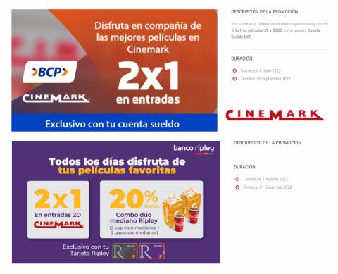 Ofertas de Viajes y ocio en Cusco | Descuentos Cinemark de Cinemark | 15/8/2022 - 30/9/2022