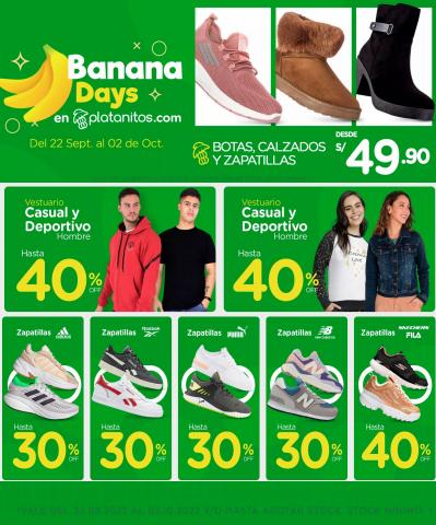 Ofertas de Ropa, zapatos y complementos en Lima | Banana days de Platanitos | 26/9/2022 - 2/10/2022