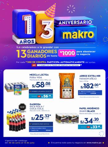 Ofertas de Supermercados en Ica | ANIVERSARIO MAKRO ICA, CHINCHA Y HUACHO de Makro | 30/6/2022 - 13/7/2022