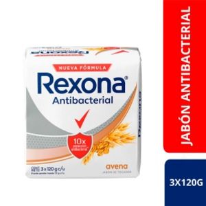Oferta de Tripack Jabón Antibacterial Rexona Avena - Pack 3 UN por S/ 7,9 en Mifarma
