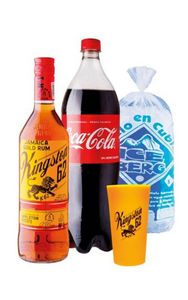 Oferta de Ron Kingston+Coca Cola 1.5lt.+Vaso +Hielo por S/ 32,9 en Distribuidora Mi Mar