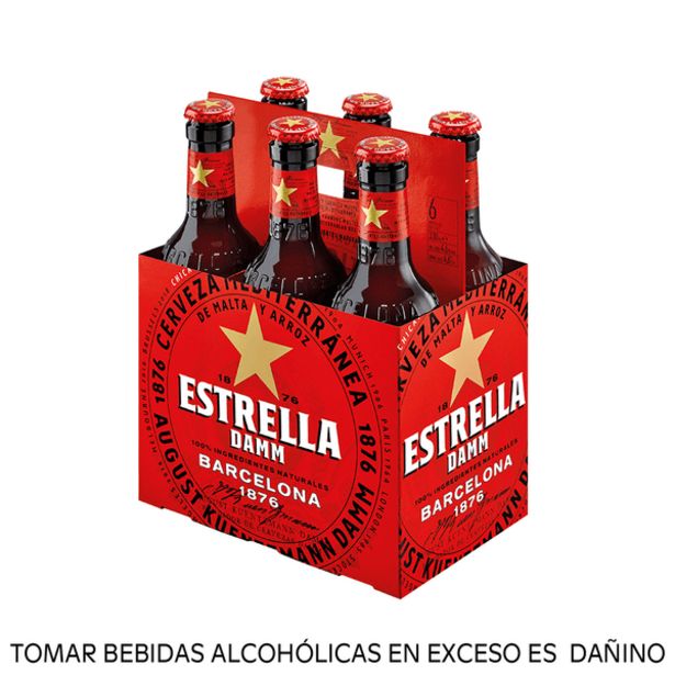 Oferta de Cerveza Estrella Damm Pack 6 bot 330 ml por S/ 44