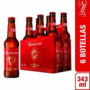 Oferta de Cerveza Budweiser Six Pack Botella 343 ml por S/ 26,9 en Tambo