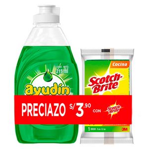 Oferta de Lavavajilla Ayudín Líquido Limón Con Miniesponja 215 ml por S/ 5,8 en Tambo