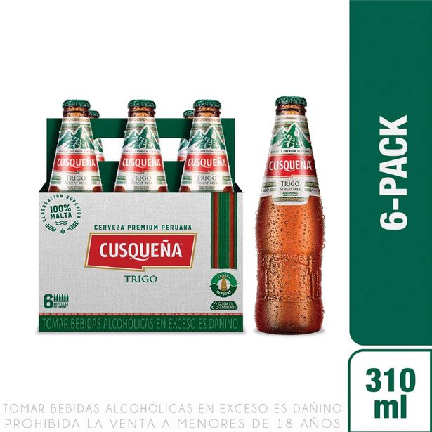 Oferta de Cerveza Cusqueña Trigo Six Pack Botella x 310 ml por S/ 24,9