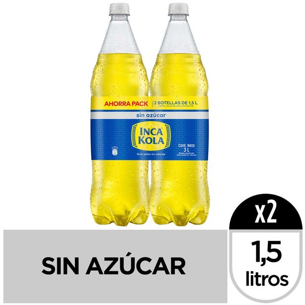 Oferta de Gaseosa INCA KOLA Sin Azúcar Botella 1.5L Paquete 2Un por S/ 11