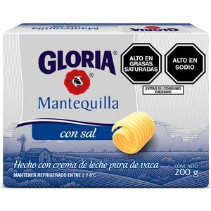 Oferta de Mantequilla GLORIA con Sal Barra 200g por S/ 9,7 en Vivanda