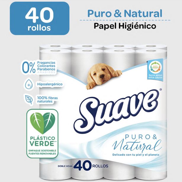 Oferta de Papel Higiénico SUAVE Puro y Natural Paquete 40un por S/ 32,5
