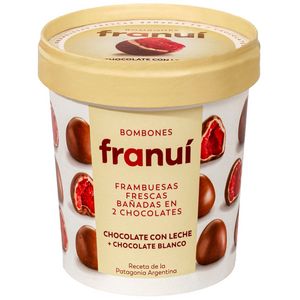 Oferta de Bombones FRANUÍ Chocolate con Leche y Chocolate Blanco Pote 24un por S/ 23,9 en Vivanda
