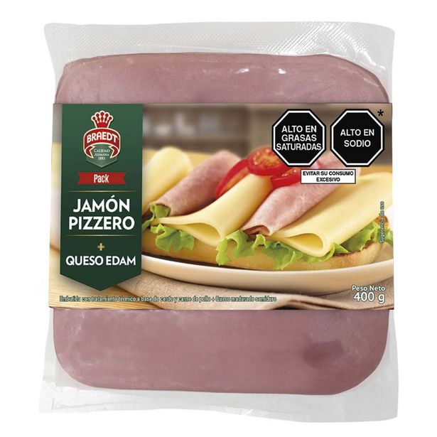 Oferta de Pack Jamón Pizza BRAEDT  Paquete 200g + Queso Edam ANCHOR Paquete 200g por S/ 13,4