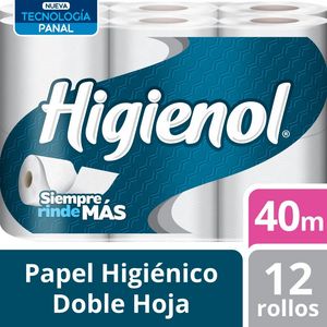 Oferta de Papel Higiénico HIGIENOL Doble Hoja Paquete 12un por S/ 21,5 en Vivanda