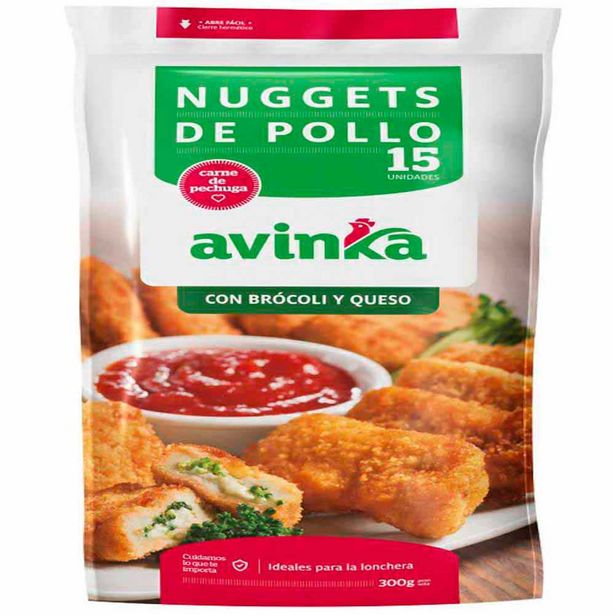Oferta de Nuggets de Pollo AVINKA Brócoli y Queso Doypack 15un por S/ 8,99