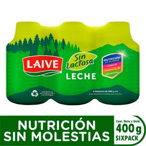 Oferta de Leche Sin Lactosa LAIVE Botella 400g Paquete 6un por S/ 24,99 en Vivanda
