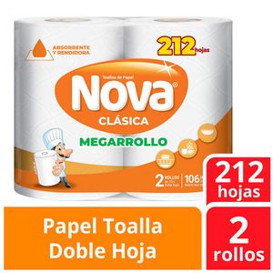 Oferta de Papel Toalla NOVA Clásico Mega Rollo Paquete 2un por S/ 7 en Vivanda