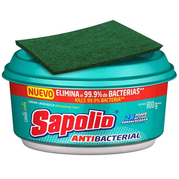 Oferta de Lavavajillas SAPOLIO Antibacterial Limón Pote 836g por S/ 4,6
