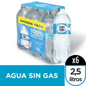 Oferta de Agua Mineral SAN LUIS sin Gas Botella 2.5L Paquete 6un por S/ 14 en Vivanda