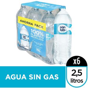 Oferta de Agua Mineral SAN LUIS sin Gas Botella 2.5L Paquete 6un por S/ 13,5 en Vivanda