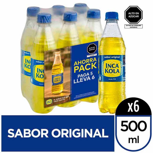 Oferta de Gaseosa INCA KOLA Botella 500ml Paquete 6un por S/ 12