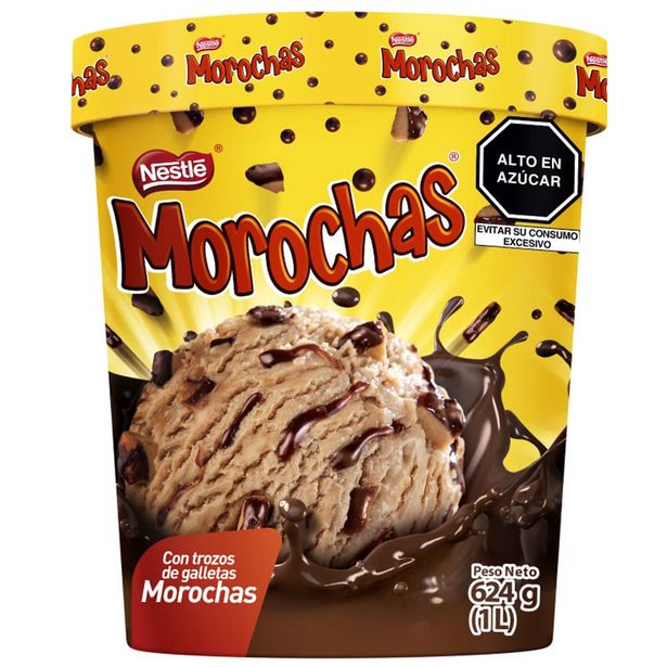 Oferta de Helado con chocolate y trozos de galleta MOROCHAS Pote 1L por S/ 12,5