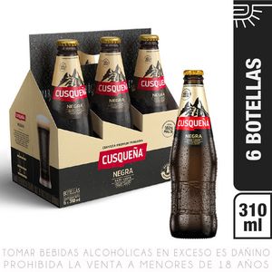 Oferta de Sixpack Cerveza Cusqueña Negra Botella 310ml por S/ 22,9 en Metro