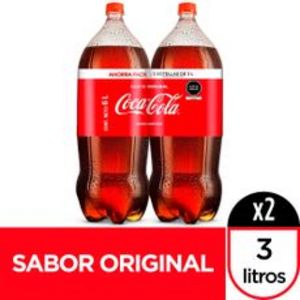 Oferta de Gaseosa Coca Cola Botella 3 Lt Pack de 2 unid por S/ 18,49 en Metro