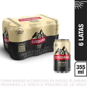 Oferta de Sixpack Cerveza Cusqueña Negra Lata 355ml por S/ 23,9 en Metro