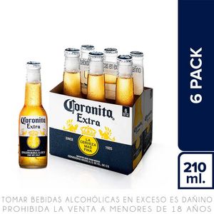 Oferta de Sixpack Cerveza Coronita Botella 210ml por S/ 16,9 en Metro