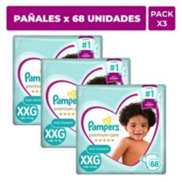 Oferta de Pack x3 Pañales para Bebés Talla XXG Pampers Premium Care Super Megapack por S/ 179,9