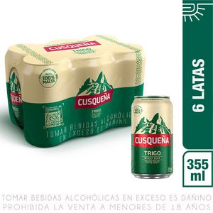 Oferta de Sixpack Cerveza Cusqueña Trigo Lata 355ml por S/ 23,9 en Metro