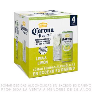 Oferta de Fourpack Bebida Ready to Drink Corona Tropical Lima & Limón Lata 355ml por S/ 10,9 en Metro