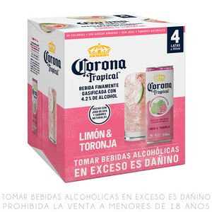 Oferta de Fourpack Bebida Ready to Drink Corona Tropical Limón & Toronja Lata 355ml por S/ 10,9 en Metro