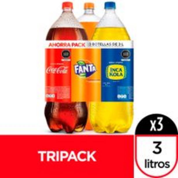 Oferta de Mix de Gaseosas: Coca Cola + Inca Kola + Fanta Botella 3 Lt por S/ 22,5