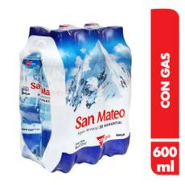 Oferta de Agua Con Gas Mineral San Mateo Pack 6 Unidades de 600 ml c/u por S/ 7,5
