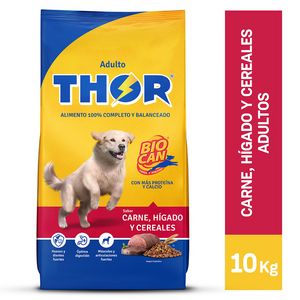 Oferta de Comida Para Perros Thor Adultos Sabor Carne Hígado Y Cereales 10 kg por S/ 64,9 en Tottus