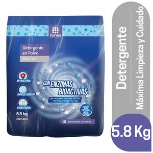 Oferta de Detergente En Polvo Tottus MaxCare 5.8 kg - UNIDAD por S/ 59,9 en Tottus