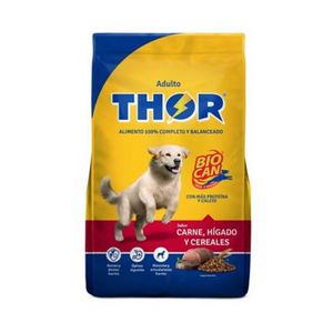Oferta de Comida para perros Thor adultos sabor carne h&iacute;gado y cereales de 10 kg por S/ 64,9 en Tottus