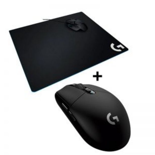 Oferta de Logitech Mouse G305 Lightspeed Inalámbrico Negro + Logitech Mouse Pad G640 Cloth por S/ 299,9