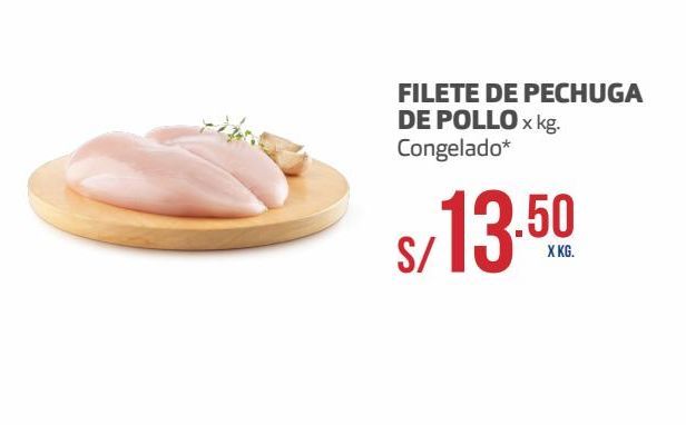 Oferta de Filete de pechuga de pollo kg por S/ 13,5