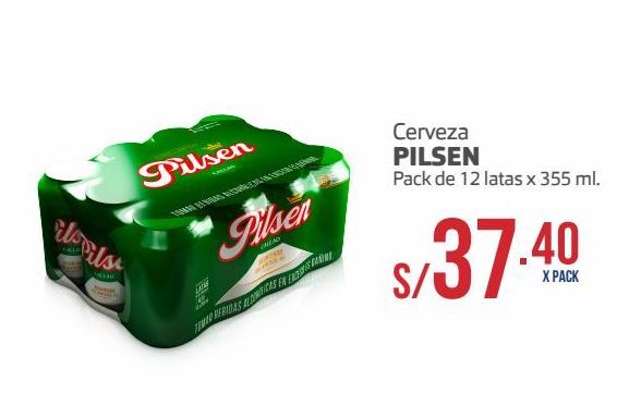 Oferta de Cerveza Pilsen pack 12 latas x 355ml por S/ 37,4