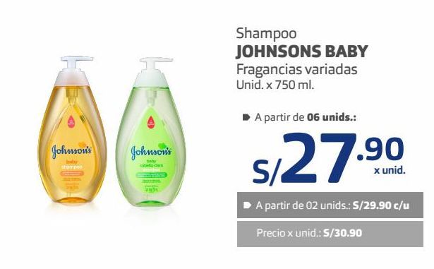 Oferta de Shampoo Johnson's baby 750ml por S/ 30,9