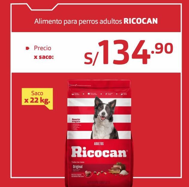 Oferta de Alimento para perros adultos RICOCAN 22Kg por S/ 134,9