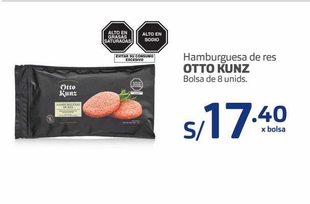 Oferta de Hamburguesa de res Otto Kunz 8und por S/ 17,4