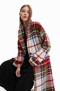 Oferta de Abrigo largo tartán lana por S/ 519,5 en Desigual