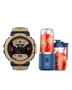 Oferta de Reloj Smart Amazfit T-REX 2 Desert Khaki + Licuadora Portátil Deerma DEM-NU06 0.4L por S/ 998,9 en Hiraoka