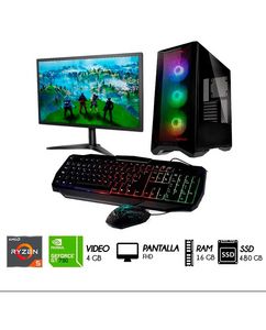 Oferta de COMPUTADORA PC GAMER RYZEN 5 4TH, VIDEO GT 730 4GB  RAM 16 SSD 480GB CASE 500W MONITOR 24 por S/ 2999 en Tiendas EFE